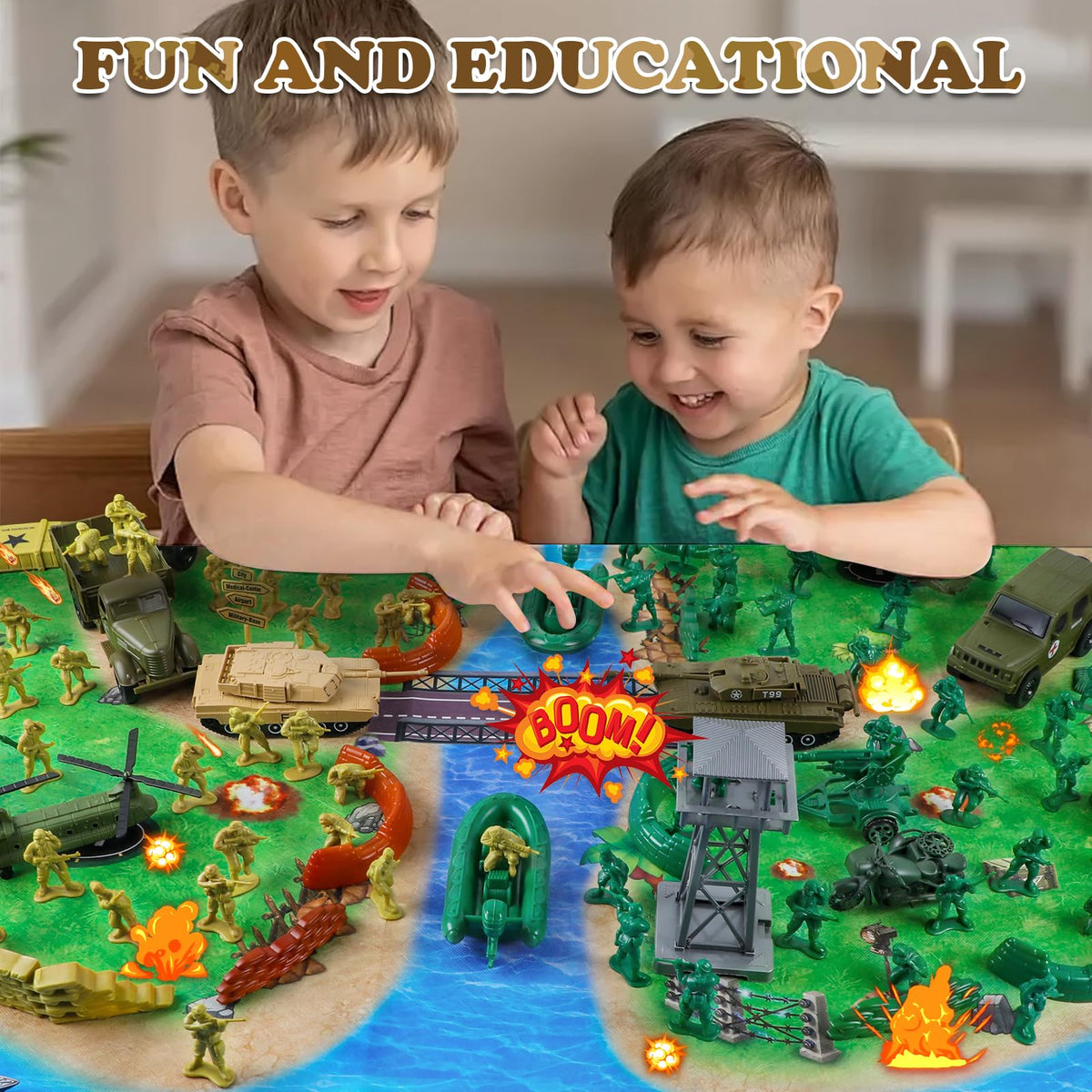 Covsen Army Tanks and Vehicles enhance dynamic pretend warfare play.