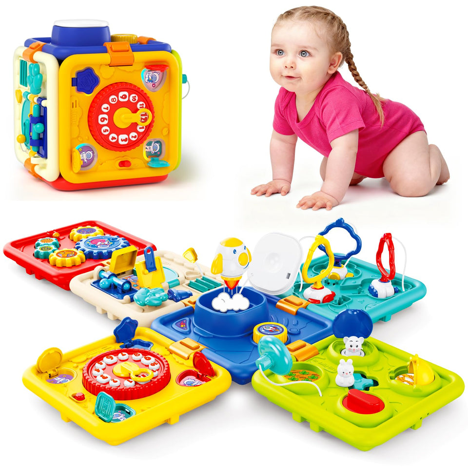 Covsen Busy Cube 6-in-1 activity sides boost early fine motor skills