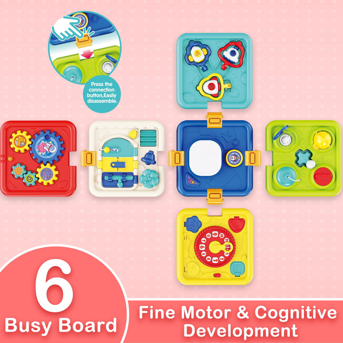 Covsen Busy Cube buttons and switches support tactile exploration