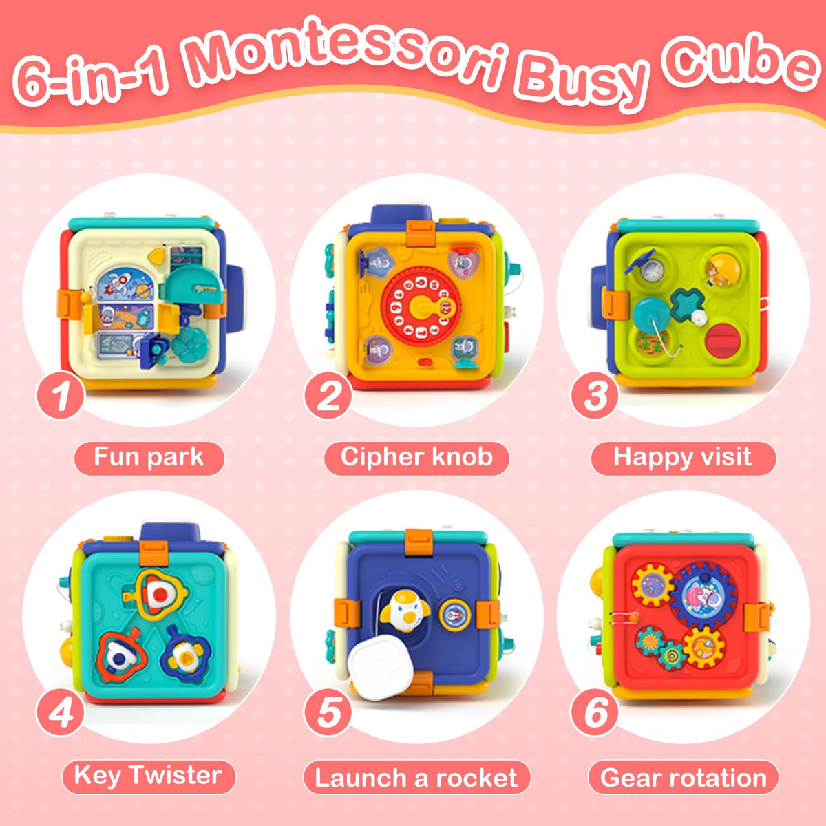 Covsen Busy Cube rotating gears enhance problem-solving during play