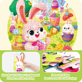 Covsen Easter Puzzles colorful Easter elements including eggs, baskets, and flowers.