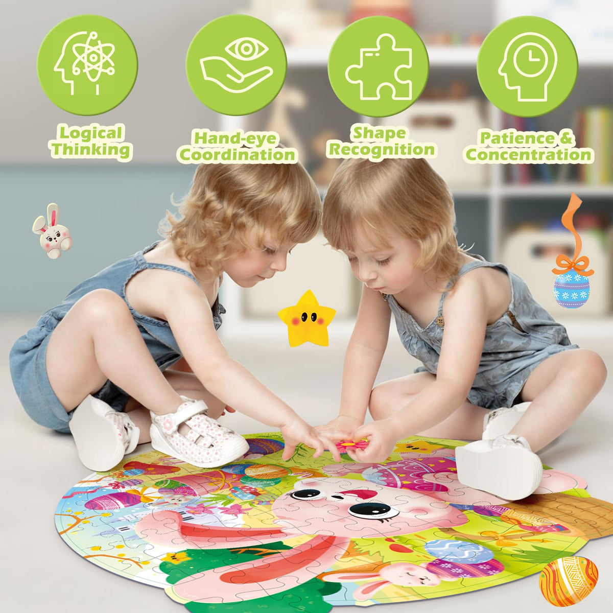 Covsen Easter Puzzles durable cardboard for long-lasting play.