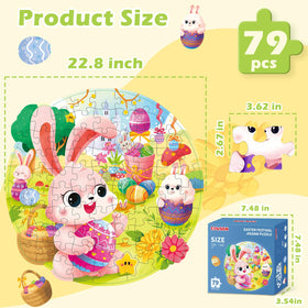 Covsen Easter Puzzles giant floor layout shows a 22.8 by 22.8 inch puzzle.