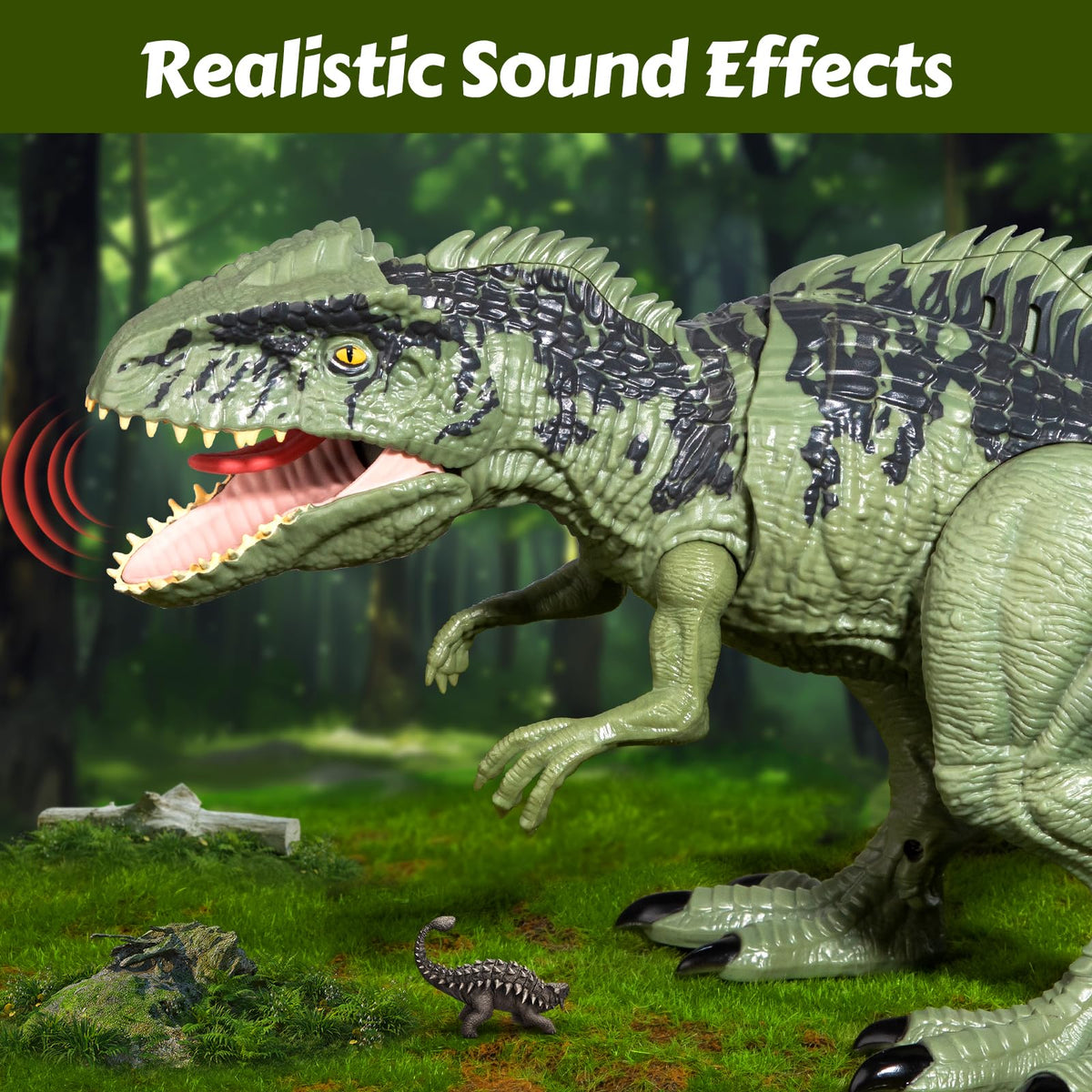 Covsen Giganotosaurus toy showing attack motion for dynamic battles.