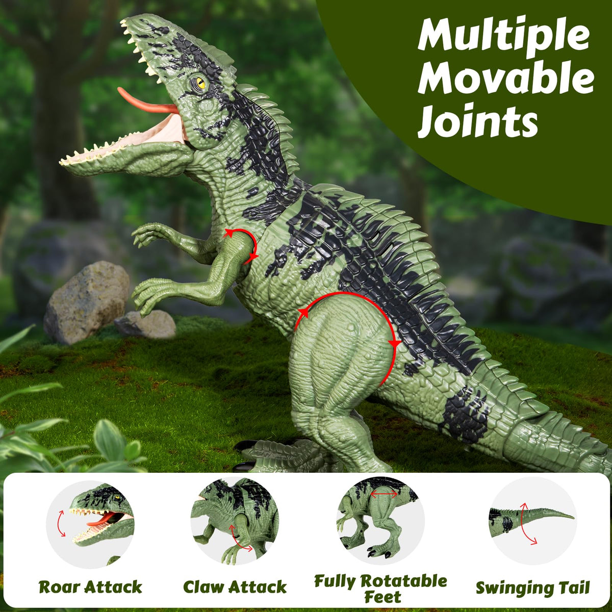 Covsen Giganotosaurus toy jaw and tail action sparks storytelling.