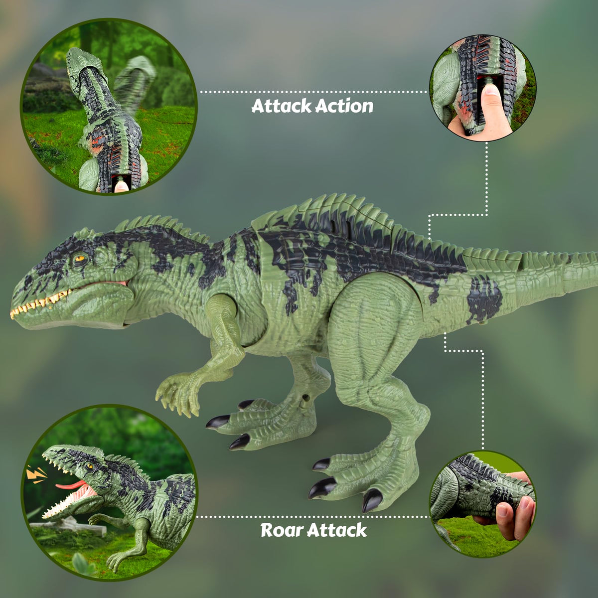 Covsen Giganotosaurus toy roaring sound fuels imagination during adventures.