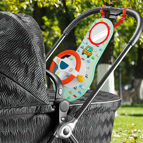 CovToy headrest-mount toy; easy installation on car seats, strollers, cribs.