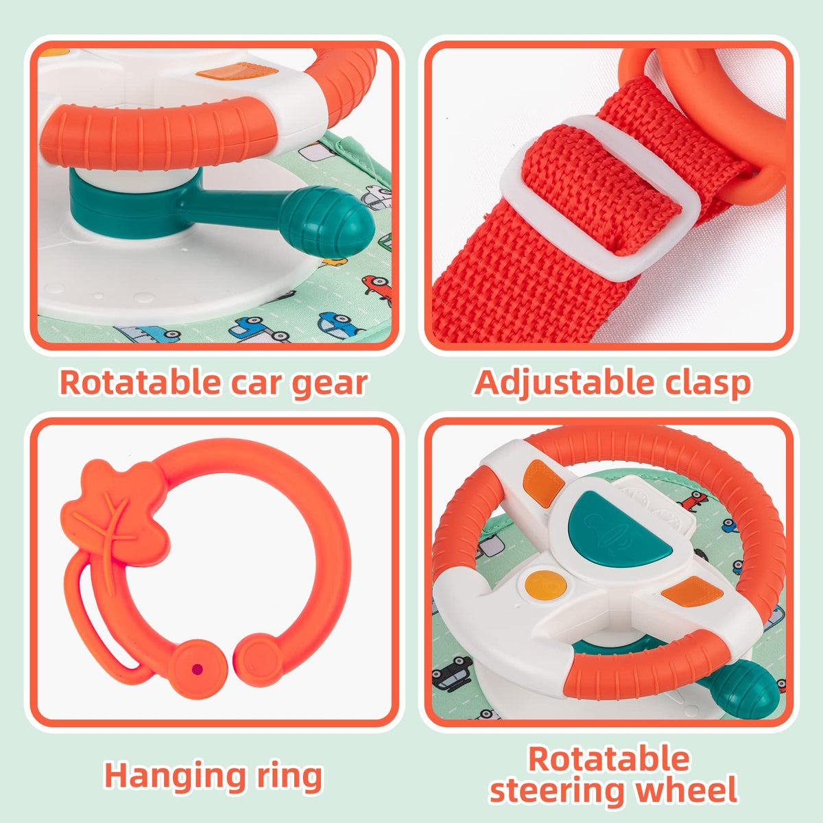 CovToy lights and sounds toy; enhances sensory stimulation on the move.