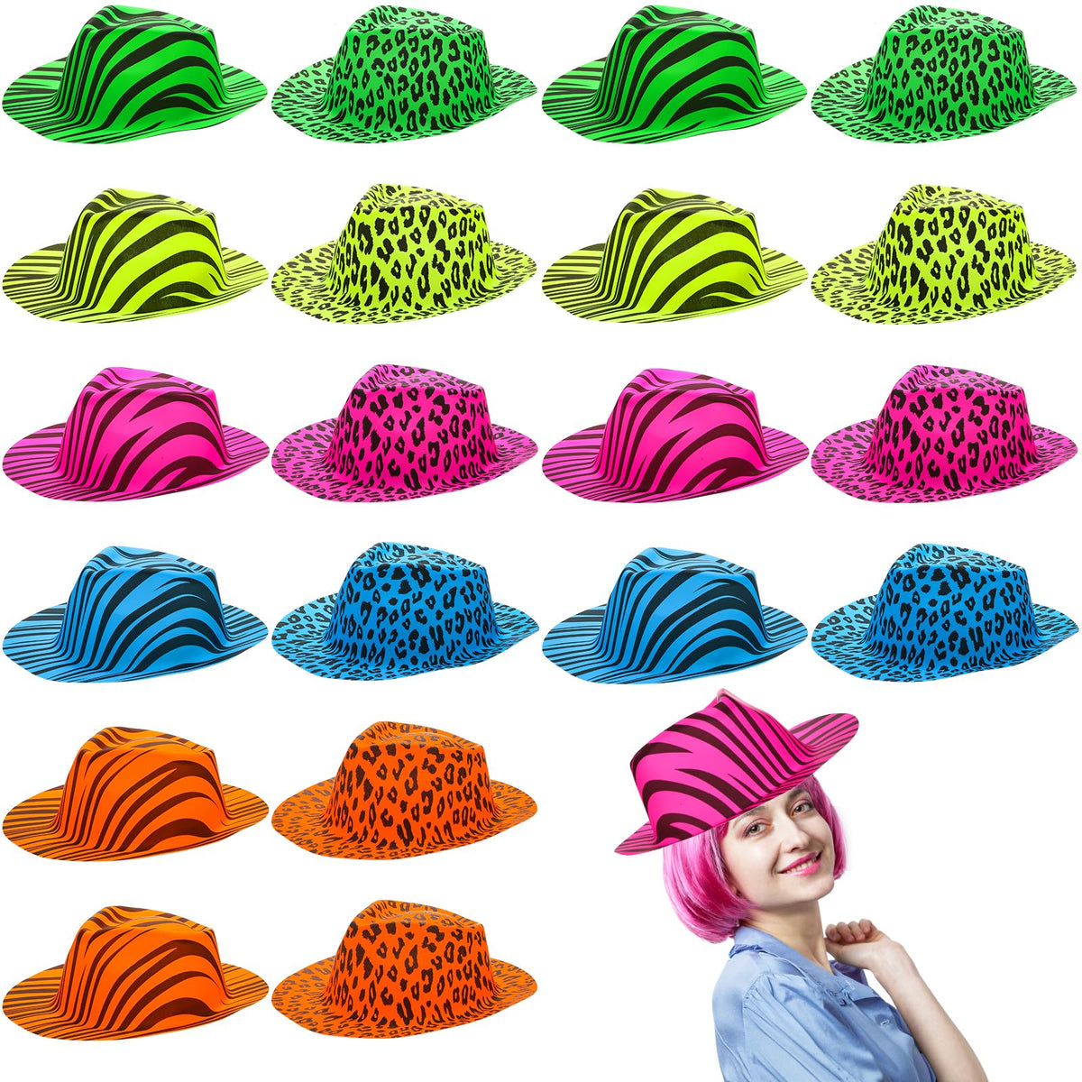 Covzoe 20-pack neon party hats, bright visuals for vibrant celebrations and photos
