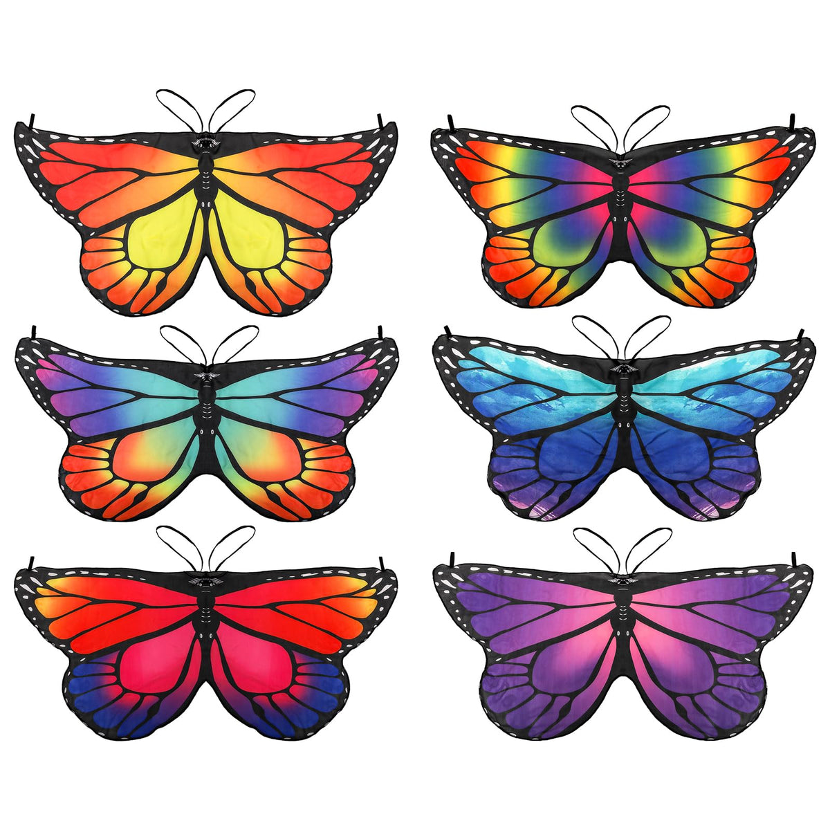Covzoe butterfly wings set 6 for kids, bright colors for party costumes