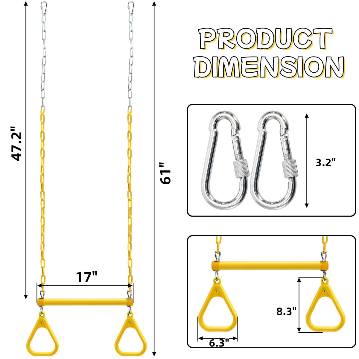 Covzoe swing rings attachment enabling full-body routines with safe mounting.
