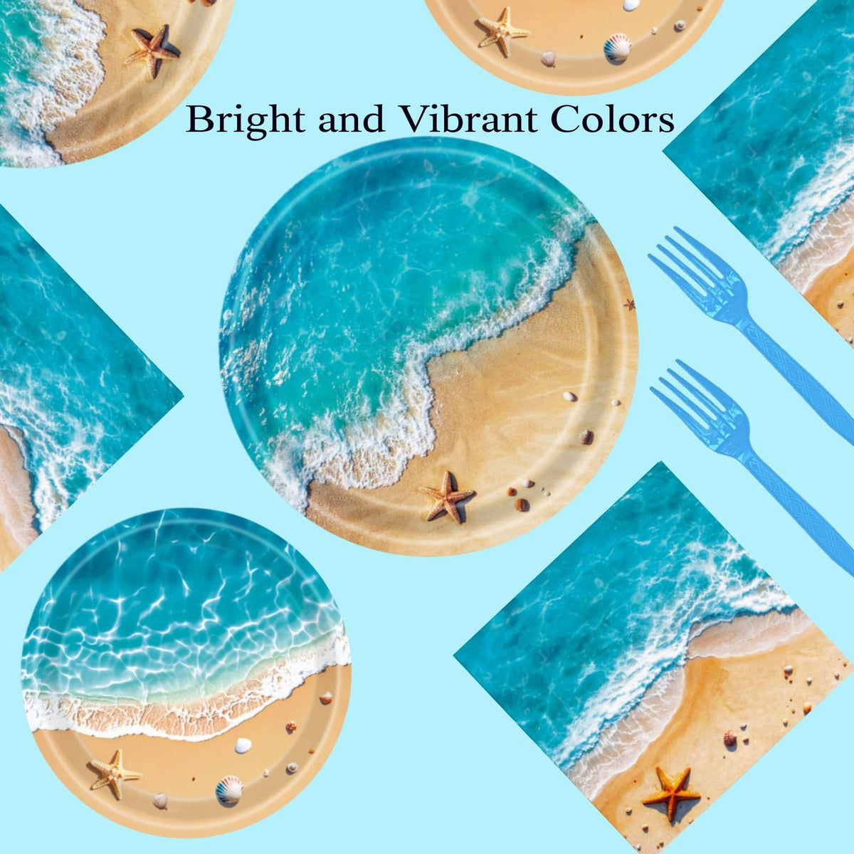 COWISARY beach party napkins finish the table with quick cleanup and color.