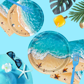 COWISARY beach party 9-inch dinner plates provide sturdy service for pizzas and more.