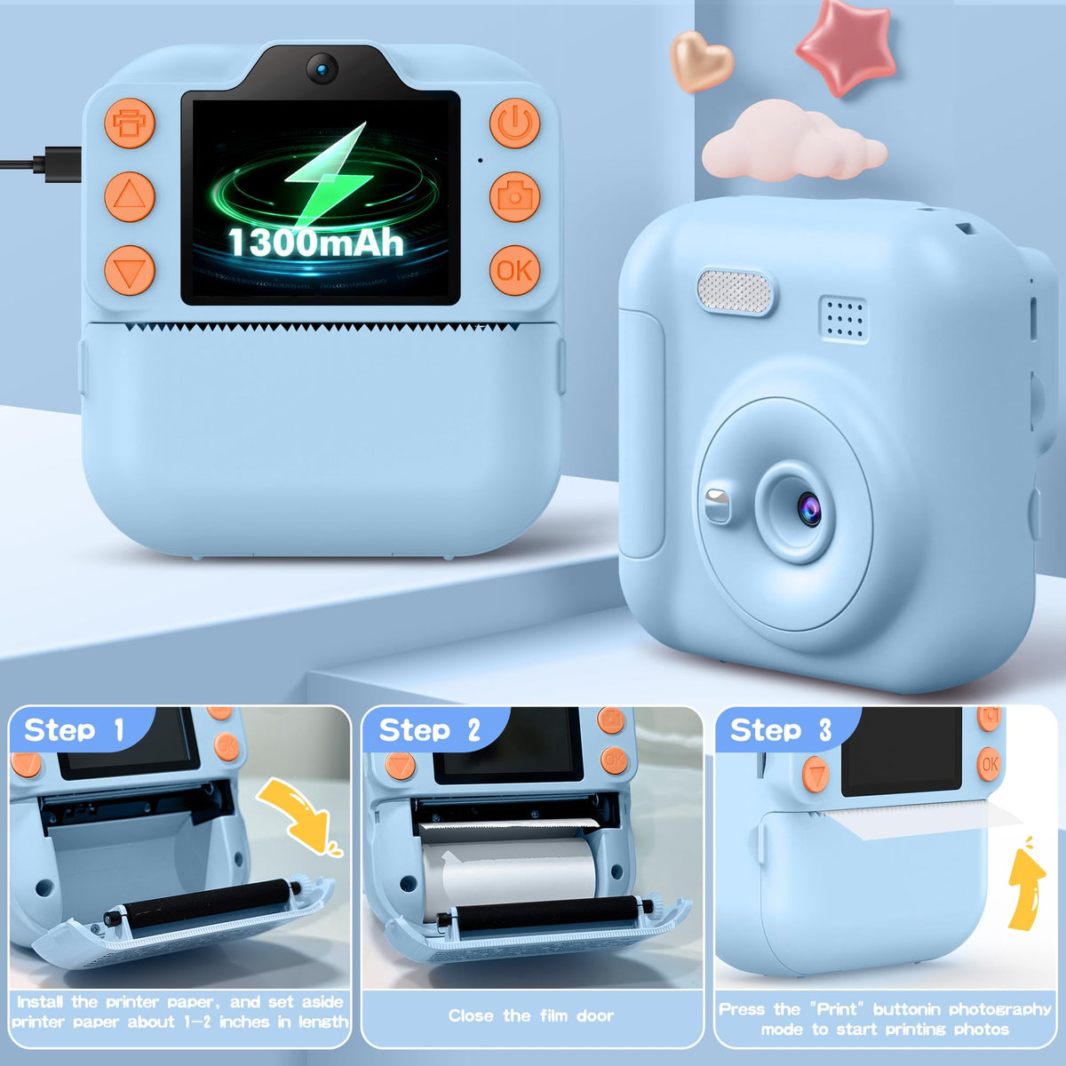 Coxlame Kids Camera 64GB SD card included for storage