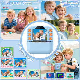 Coxlame Kids Camera Instant Print with paper and pencils for DIY art