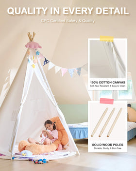 CO-Z large 85-inch teepee built-in floor cushion for a cozy corner.