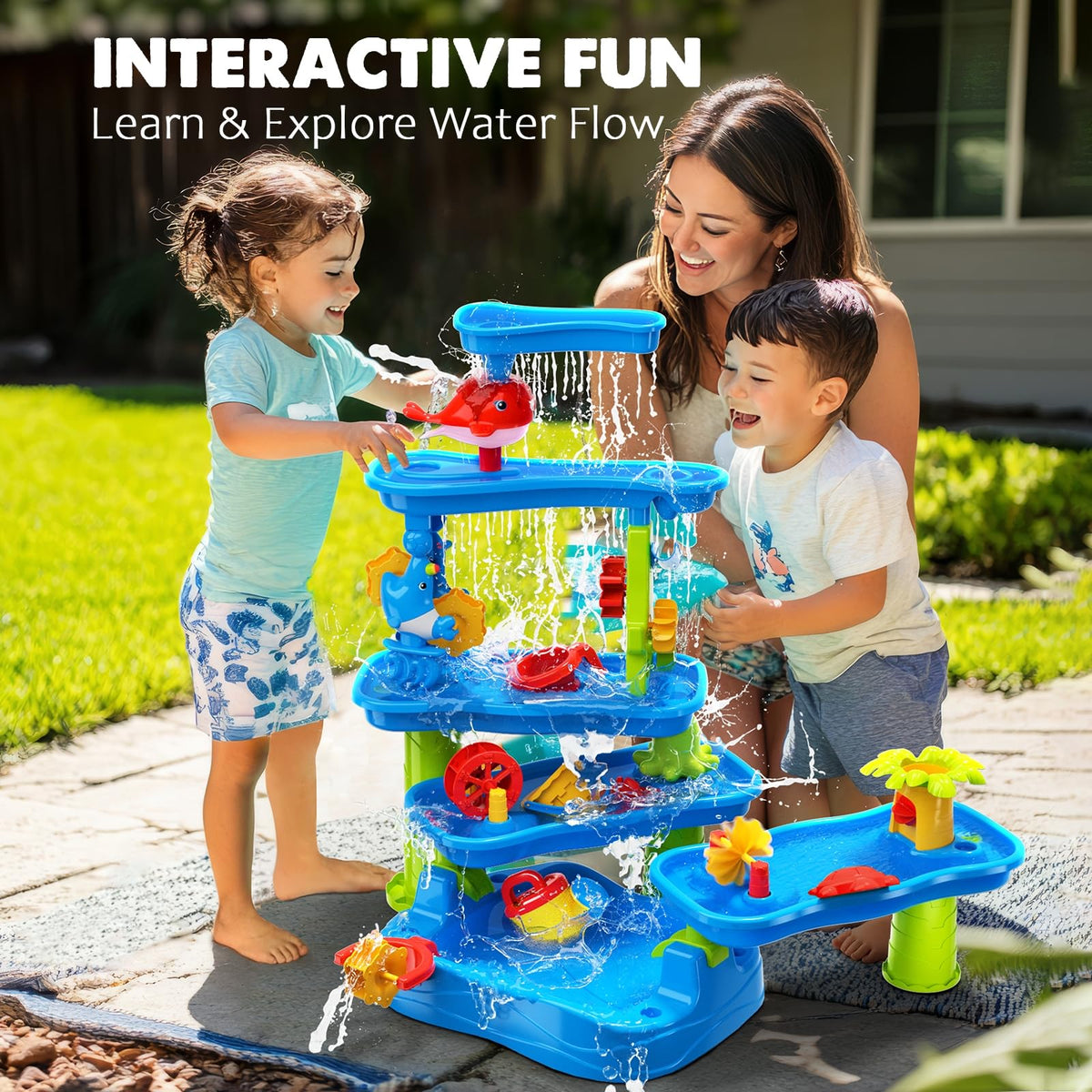 CozyBomB five-tier water fountain encourages curious water flow play and discovery.