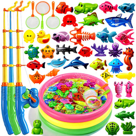 CozyBomB magnetic fishing pole for kids enhances hand-eye coordination during water play.