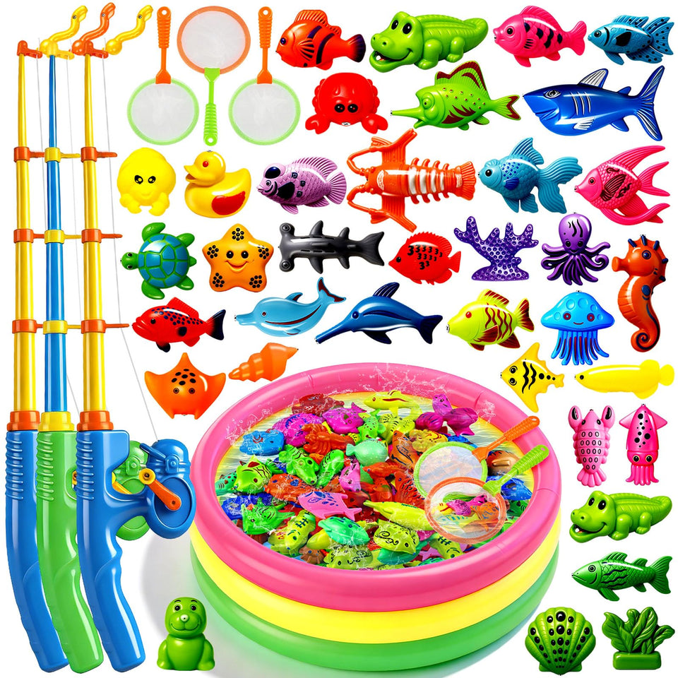 CozyBomB magnetic fishing pole for kids enhances hand-eye coordination during water play.