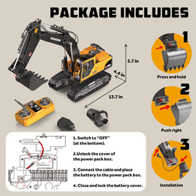 CozyBomB RC excavator arm rotation with easy joystick control.