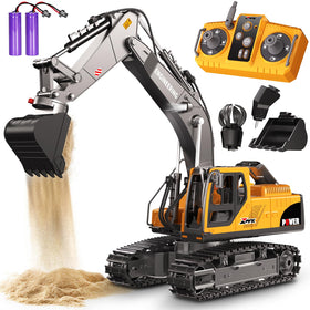 CozyBomB RC excavator with bucket for imaginative digging play.