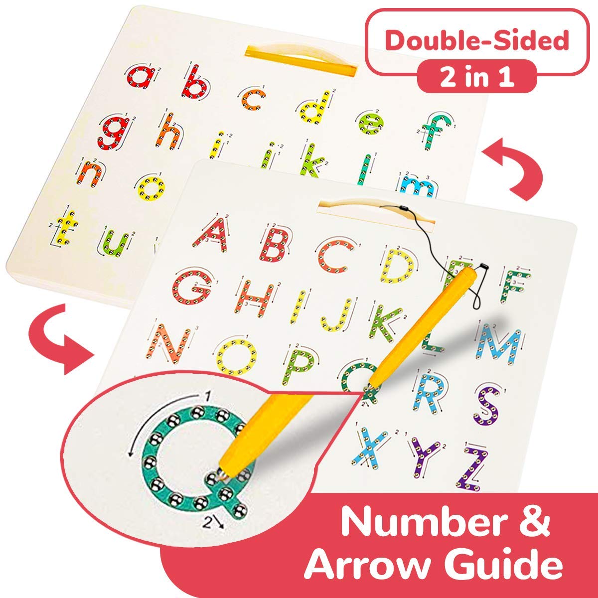 CozyBomB grooved tracing guides letter shapes with tactile feedback.