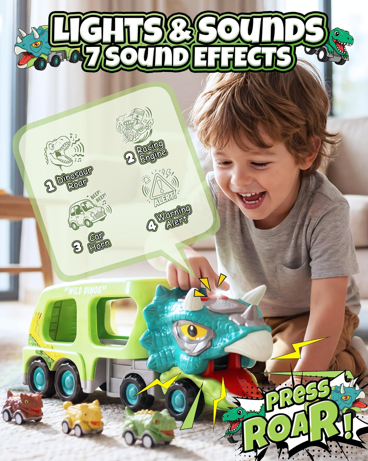 Cozycharm pull-back car featuring stegosaurus design sparks pretend adventures.