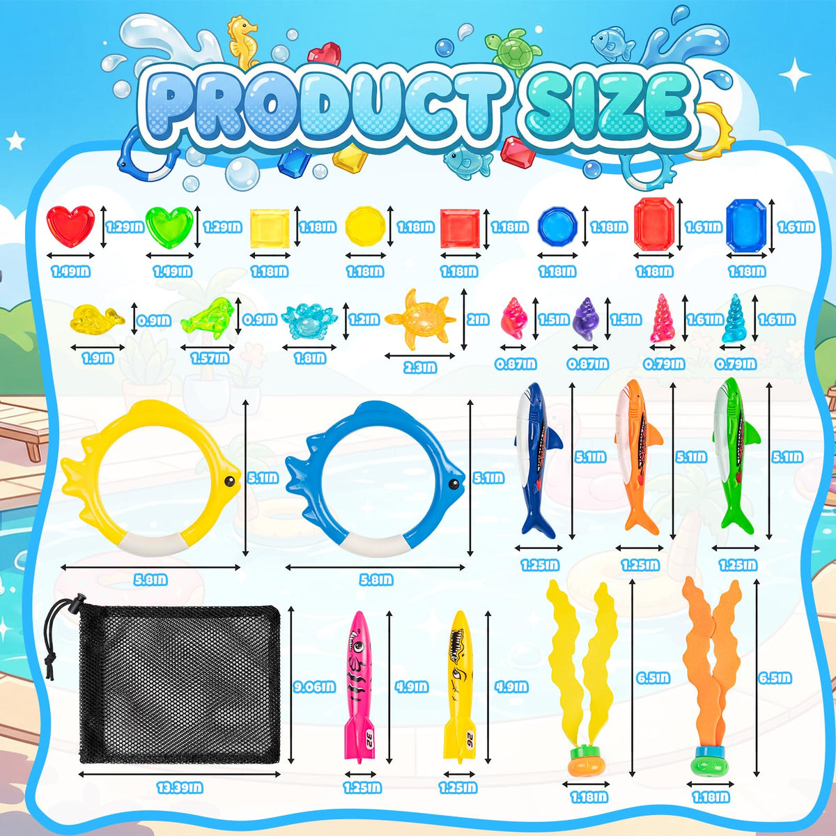 Cozycharm diving ring with bright colors for pool games and visibility.