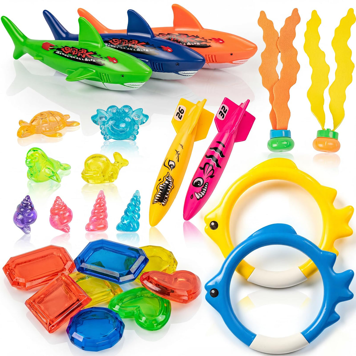 Cozycharm diving shark torpedo for kids, easy-grip design for underwater target practice.