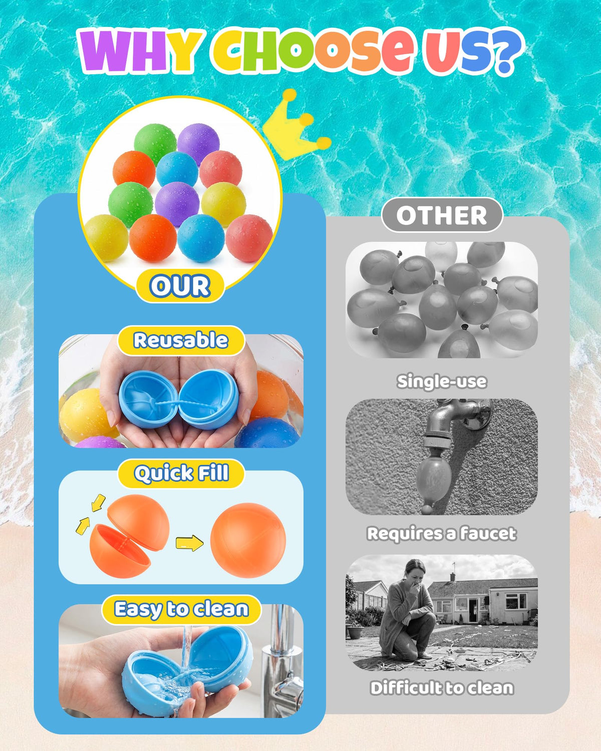 Cozycharm water balloons refill in seconds, quick setup for instant summer fun.