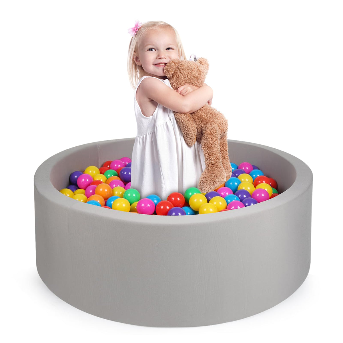 COZYTRAUM foam pit grey outer view highlighting soft, safe play space