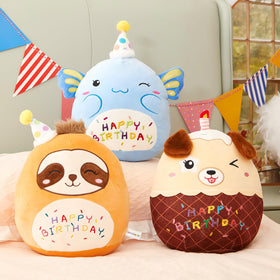 CozyWorld birthday sloth pillow room-decor, adds cheerful vibes to living spaces.