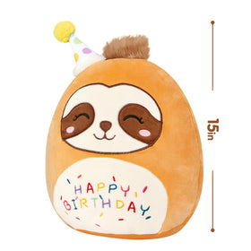 CozyWorld birthday sloth pillow side-view, showcasing plush texture for comforting hugs.