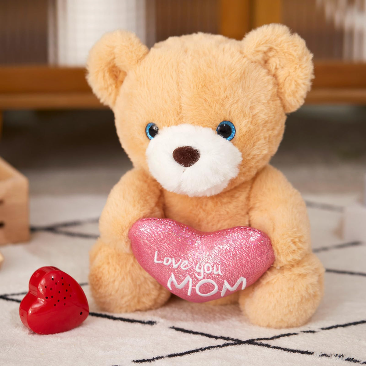 CozyWorld gift-ready heartbeat bear display fits shelves, desks, or nightstands.