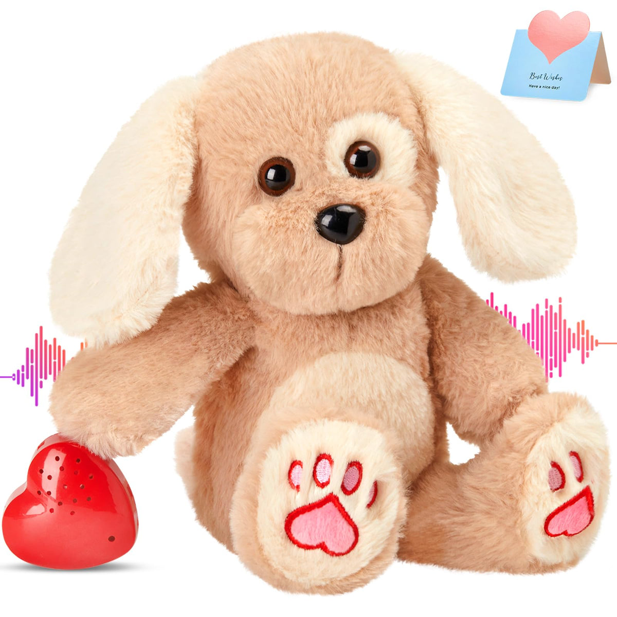 CozyWorld Heartbeat Puppy front view showing soft plush and friendly face for comforting play