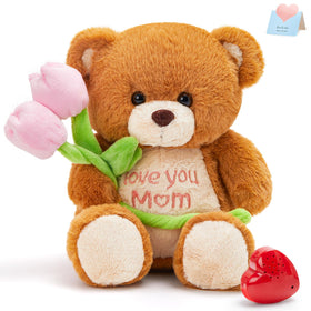 CozyWorld 10in heartbeat teddy bear close-up for comforting hugs.