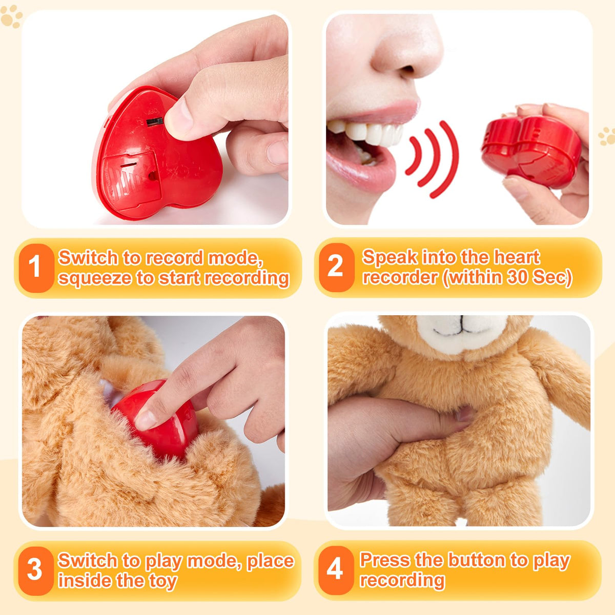 CozyWorld Heartbeat Teddy Bear playback mode demonstrated for replay