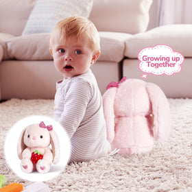 CozyWorld kid-friendly pink bunny plush, a perfect gift for ages 3+.