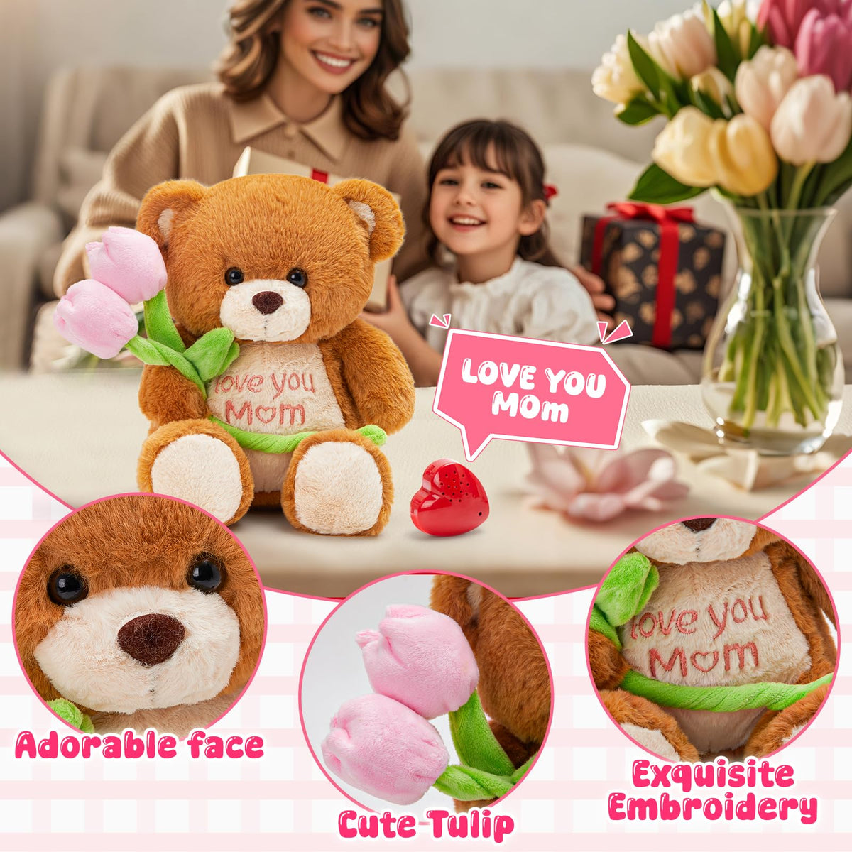 CozyWorld love you mom embroidery belly detail adds sentimental touch.