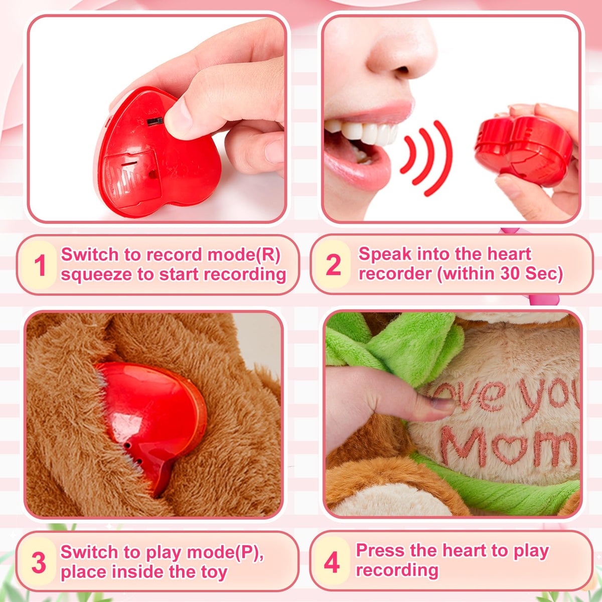 CozyWorld recordable teddy bear with playback feature, perfect for personal messages.
