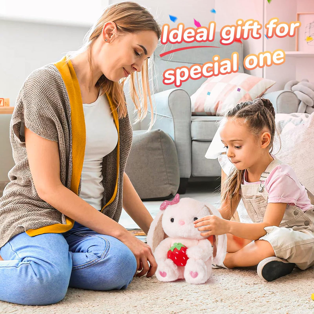 CozyWorld Valentine’s and Easter bunny plush, a cute keepsake for kids.