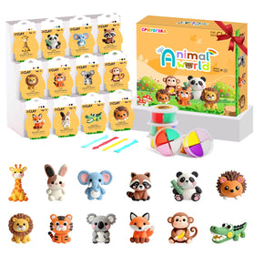 CPNYOFBRO air dry clay kit displays 12 animal models for engaging, screen-free crafting.