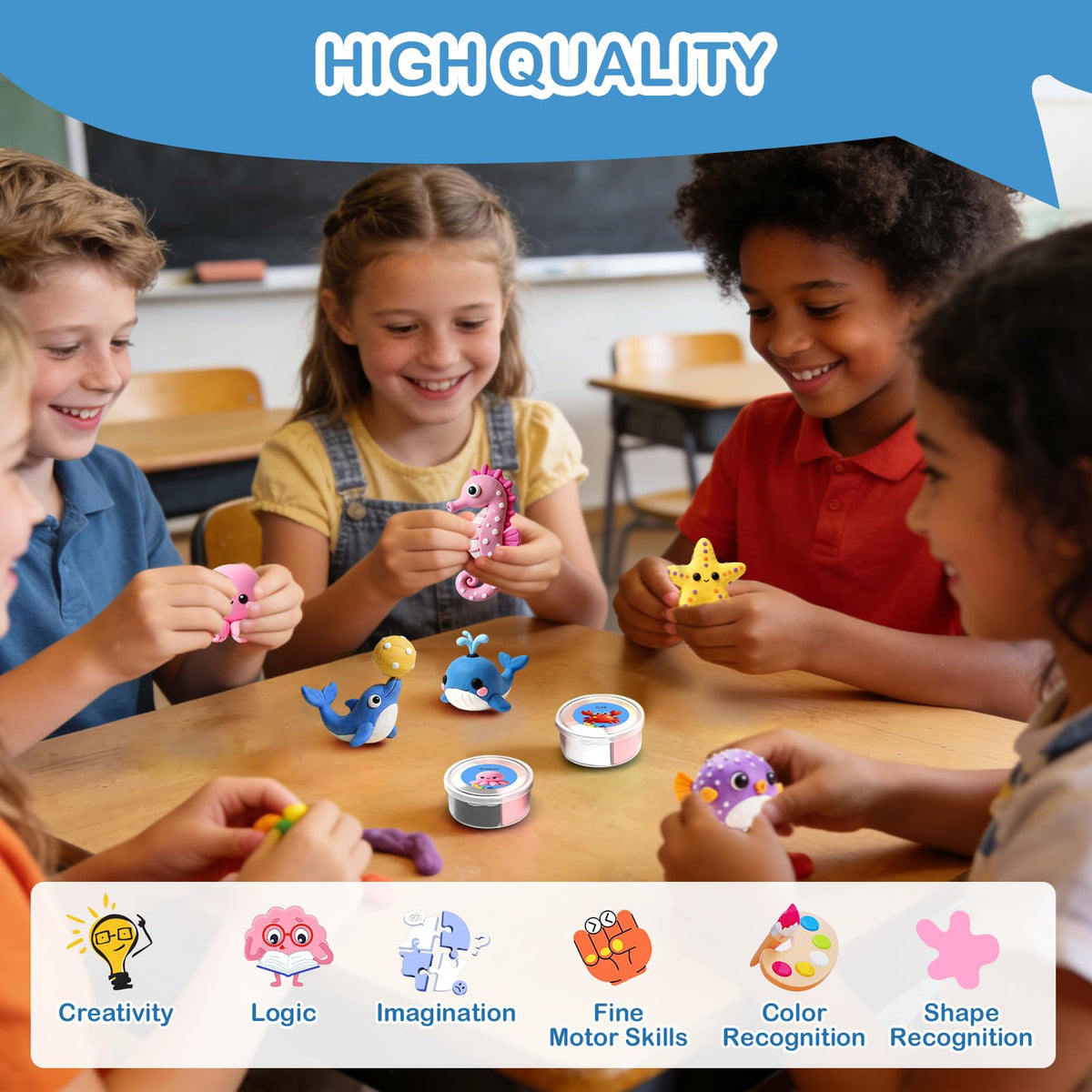CPNYOFBRO air dry clay kit non-sticky formula stays clean during play.