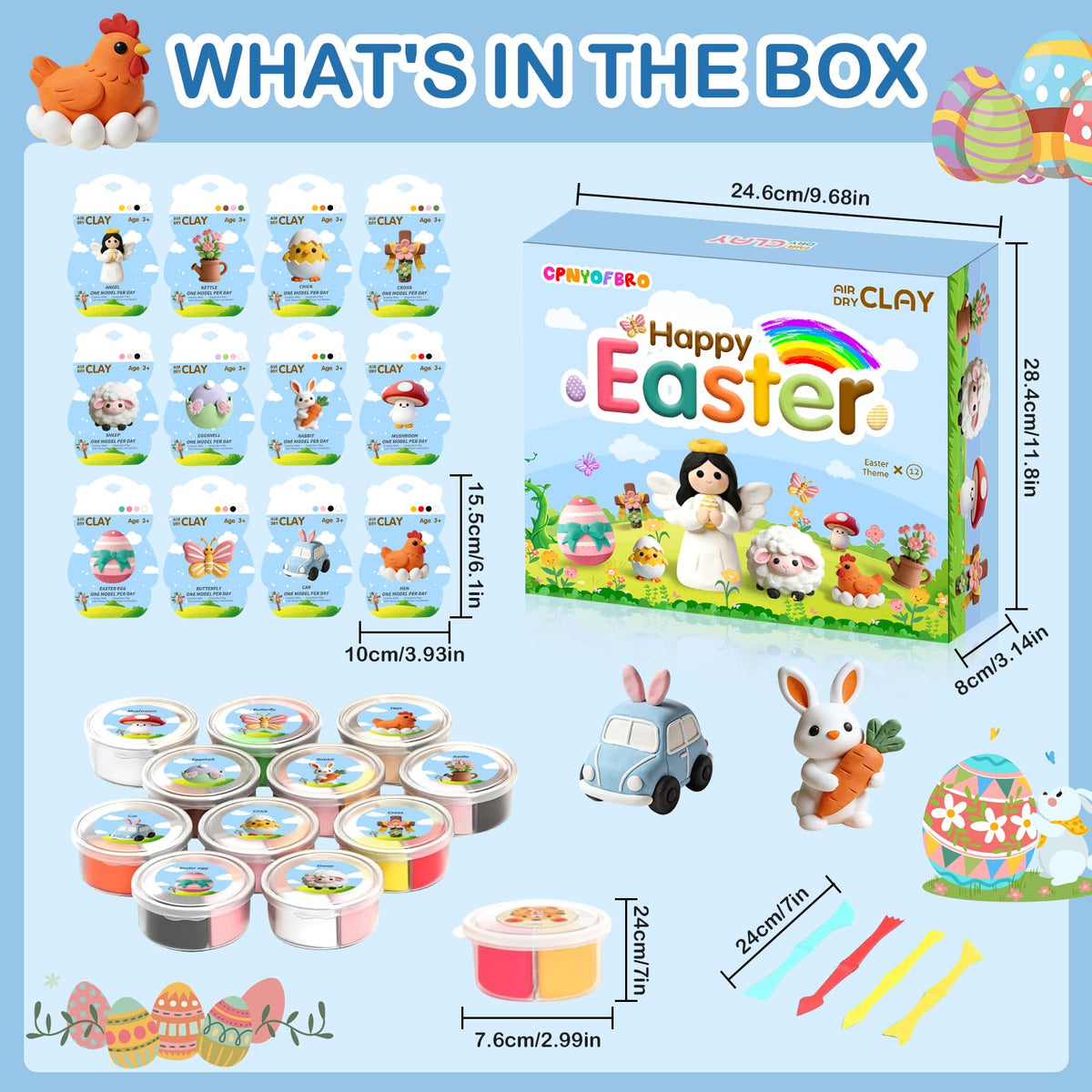 CPNYOFBRO Easter clay colors: four colors per box promote creativity and clean separation.