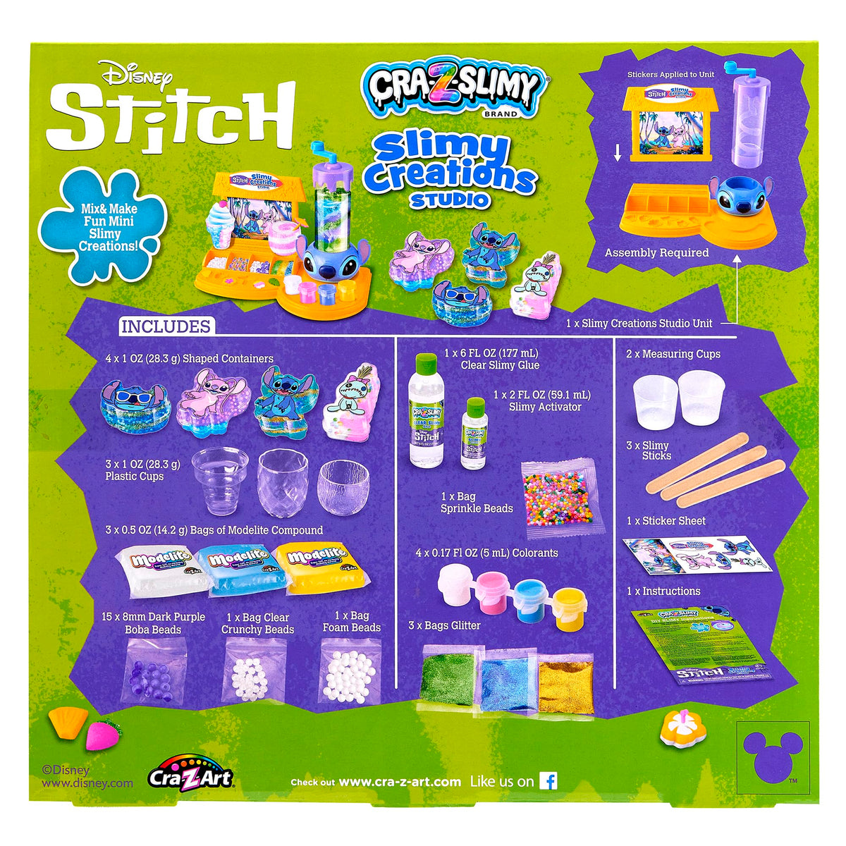 Cra-Z-Art Disney Stitch Slimy Creations Studio containers for slime storage and easy transport.