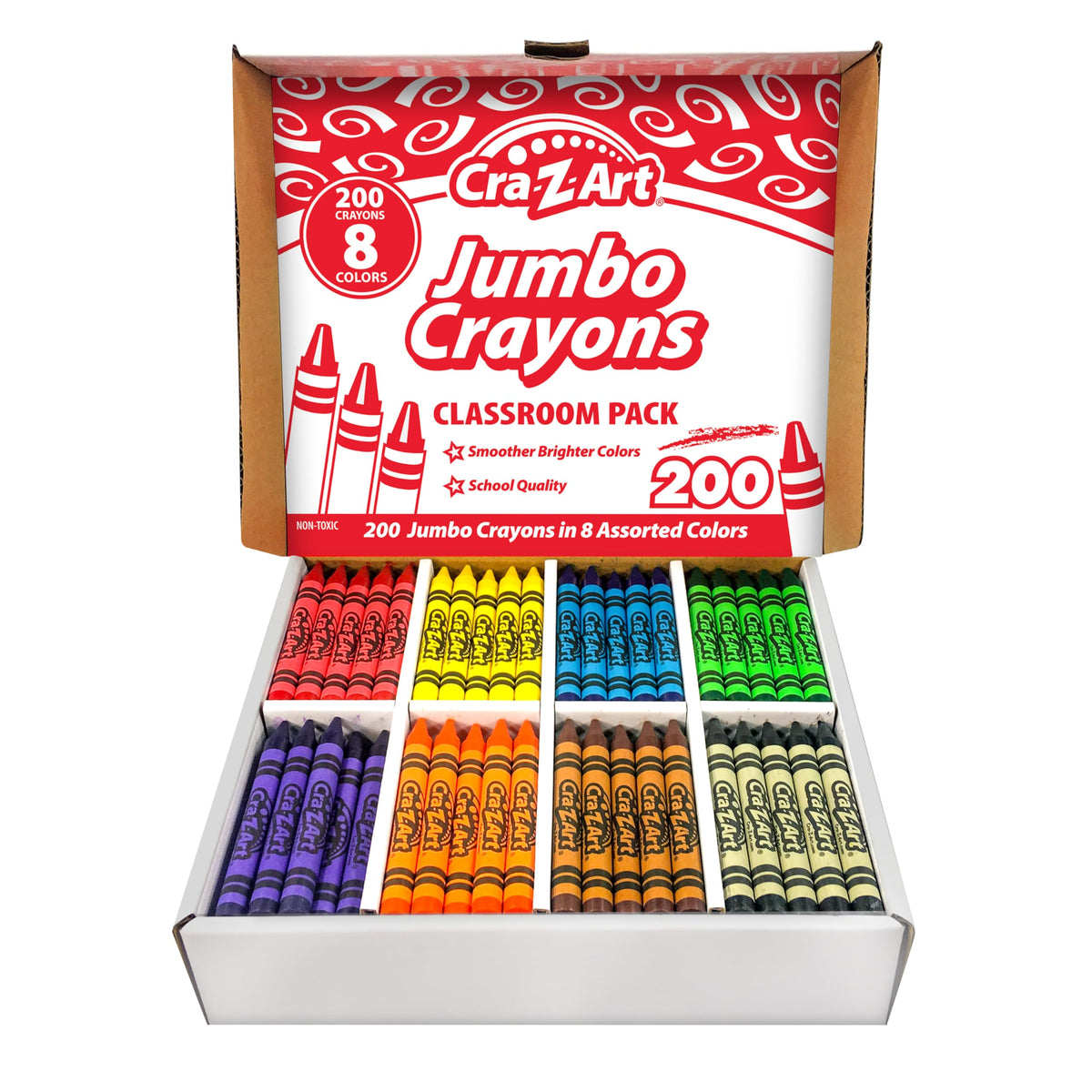 Cra-Z-Art jumbo crayon bulk class pack in a storage box for easy classroom sharing.