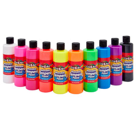 Cra-Z-Art POP! Neon paint bulk pack with eight fluorescent 8oz bottles in vivid swatches