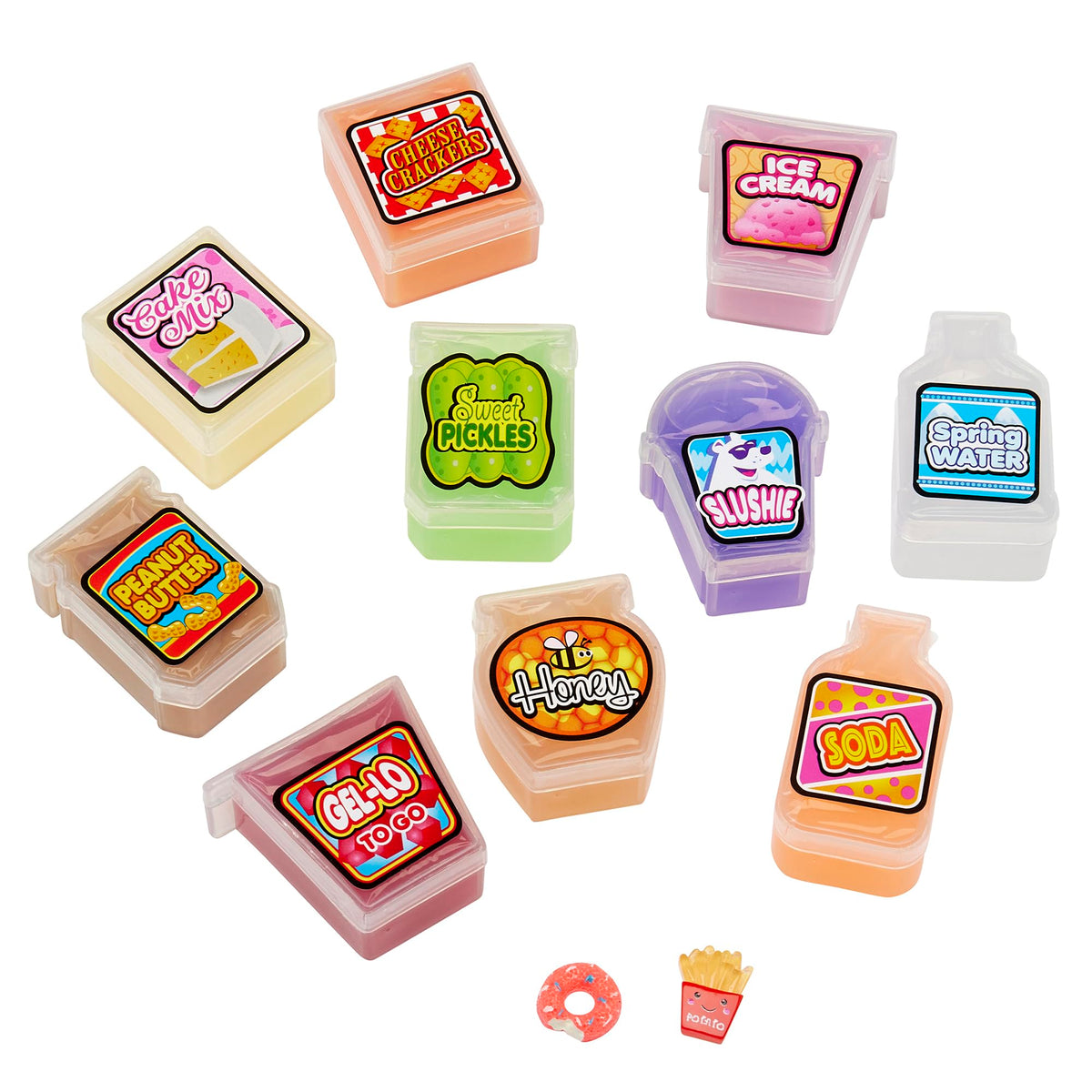 Cra-Z-Art CRA-Z-Slimy Mini Mania Grocery Set child hands exploring squeezable mini foods.