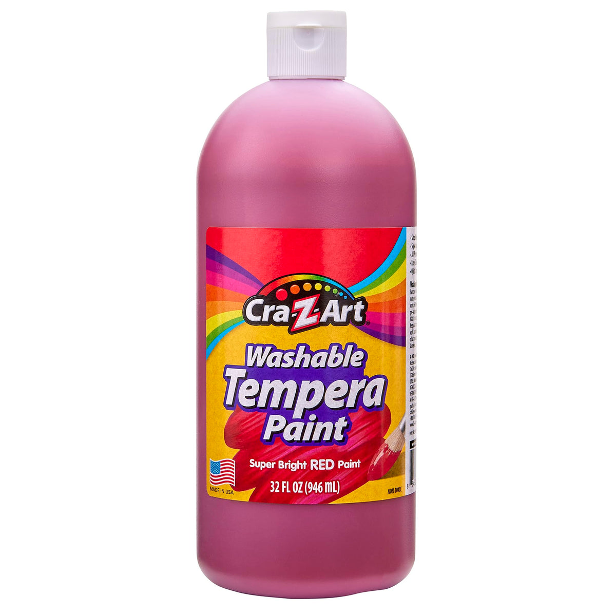 Cra-Z-Art red tempera paint bottle with vivid color and easy cleanup.