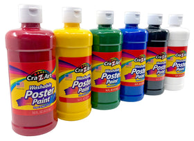 Cra-Z-Art Washable Poster Paint collection in six colors for kids' crafts.